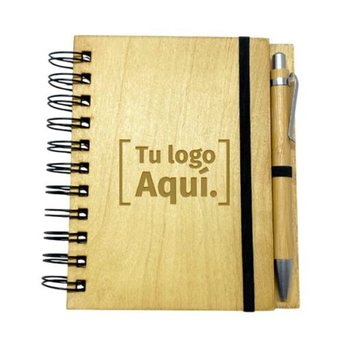 Set de Anotador A6 de Madera y Lapicera