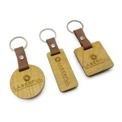 Llavero de Madera y Cuero Eco con logo