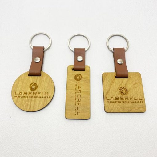 Llavero de Madera y Cuero Eco con logo - Imagen 6