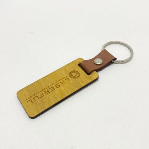 Llavero de Madera y Cuero Eco con logo - Imagen 4