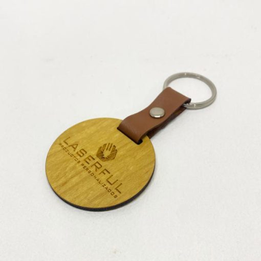 Llavero de Madera y Cuero Eco con logo - Imagen 3